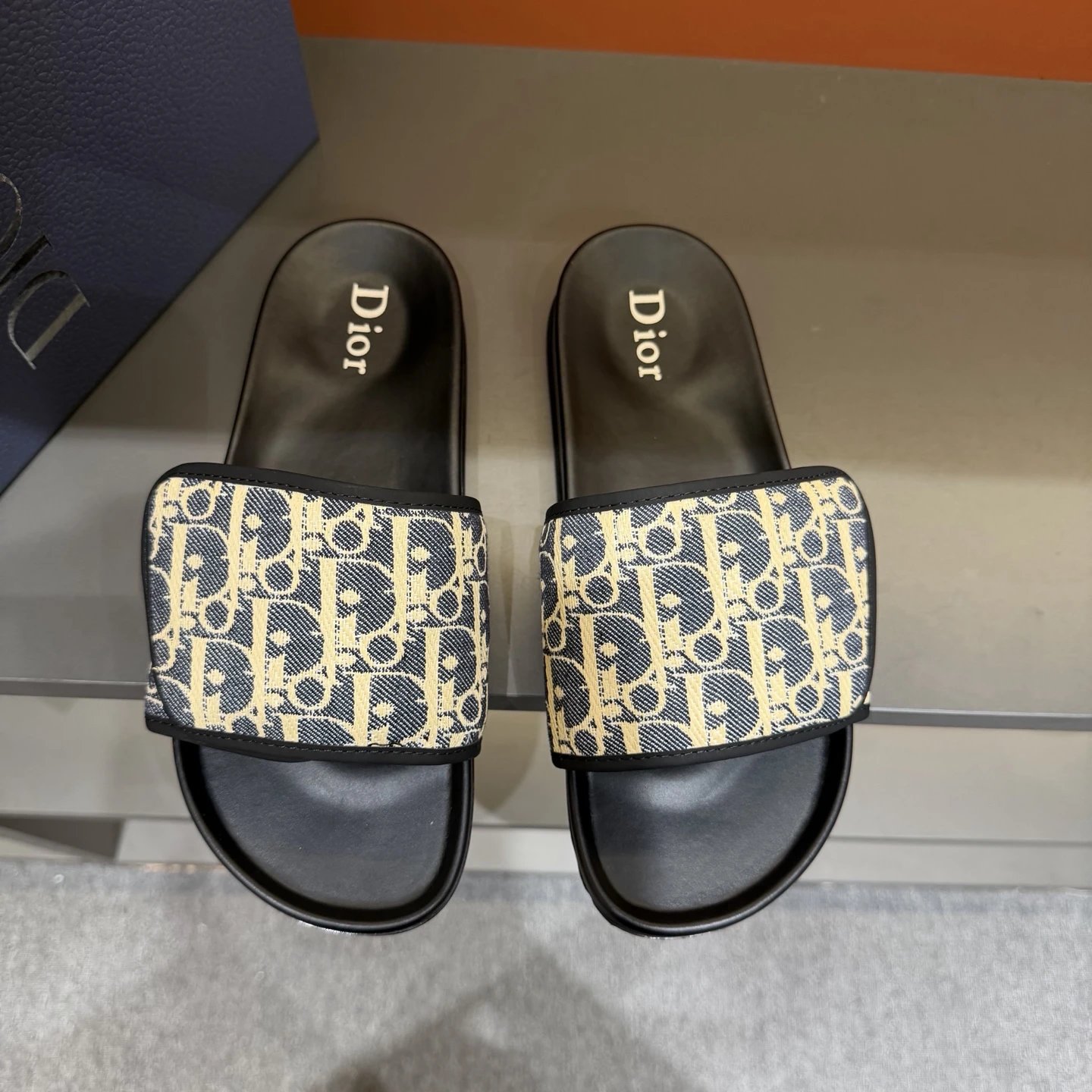 Dior Vintage-style Monogram Colorblock Slide Sandals