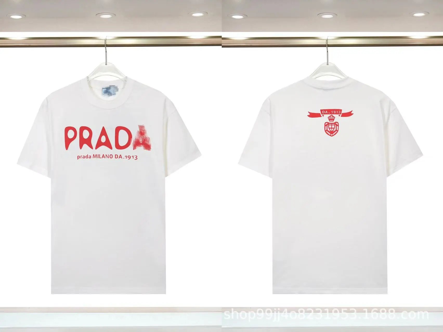 Prada Graffiti Collection Casual Style White Short-sleeve T-shirt