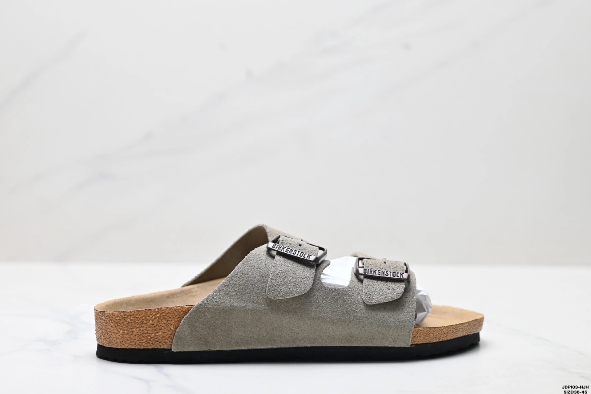 Birkenstock Classic Double-Buckle Casual Style Grey Slide Sandals