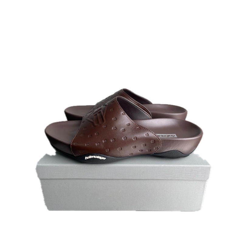 Balenciaga Monogram Trendy Dark Brown Slides
