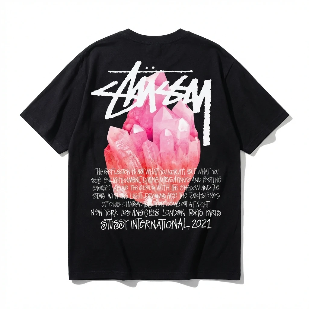 Stussy Crystal Print Style Black T-shirt