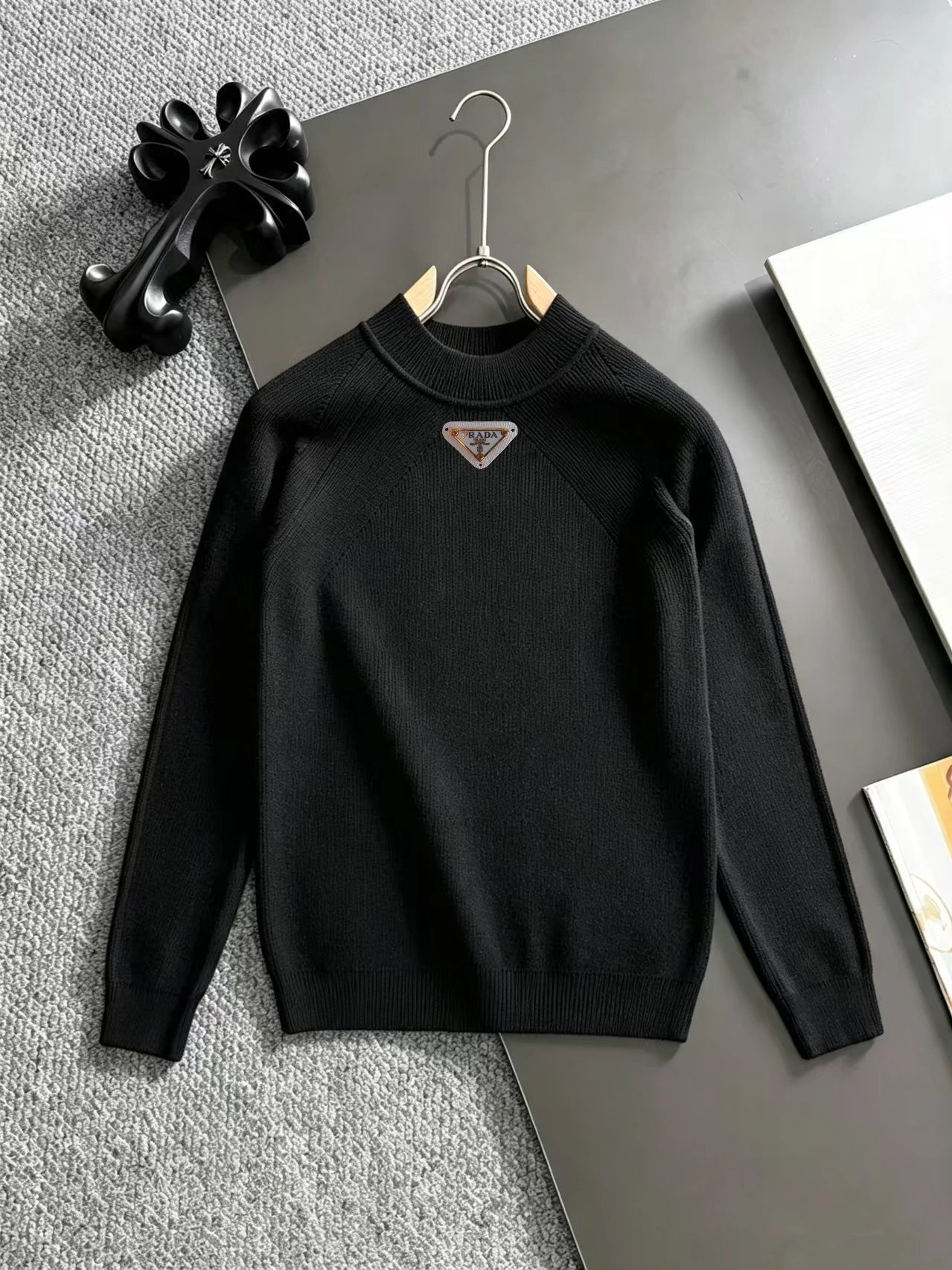 Prada Crewneck Sweater with Black Crewneck Sweater with Prada