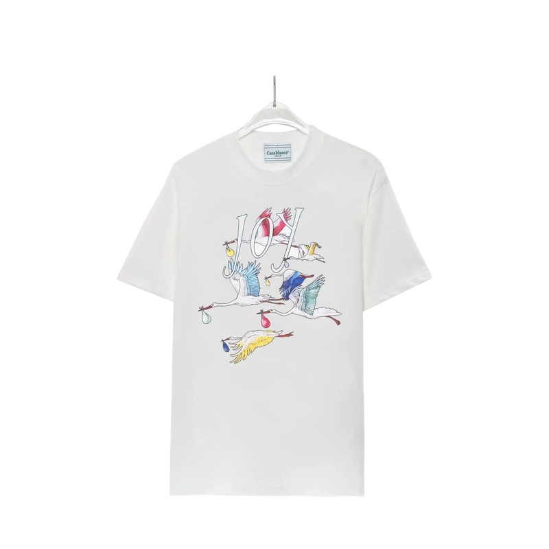 Casablanca Crane Print Wind White T-shirt