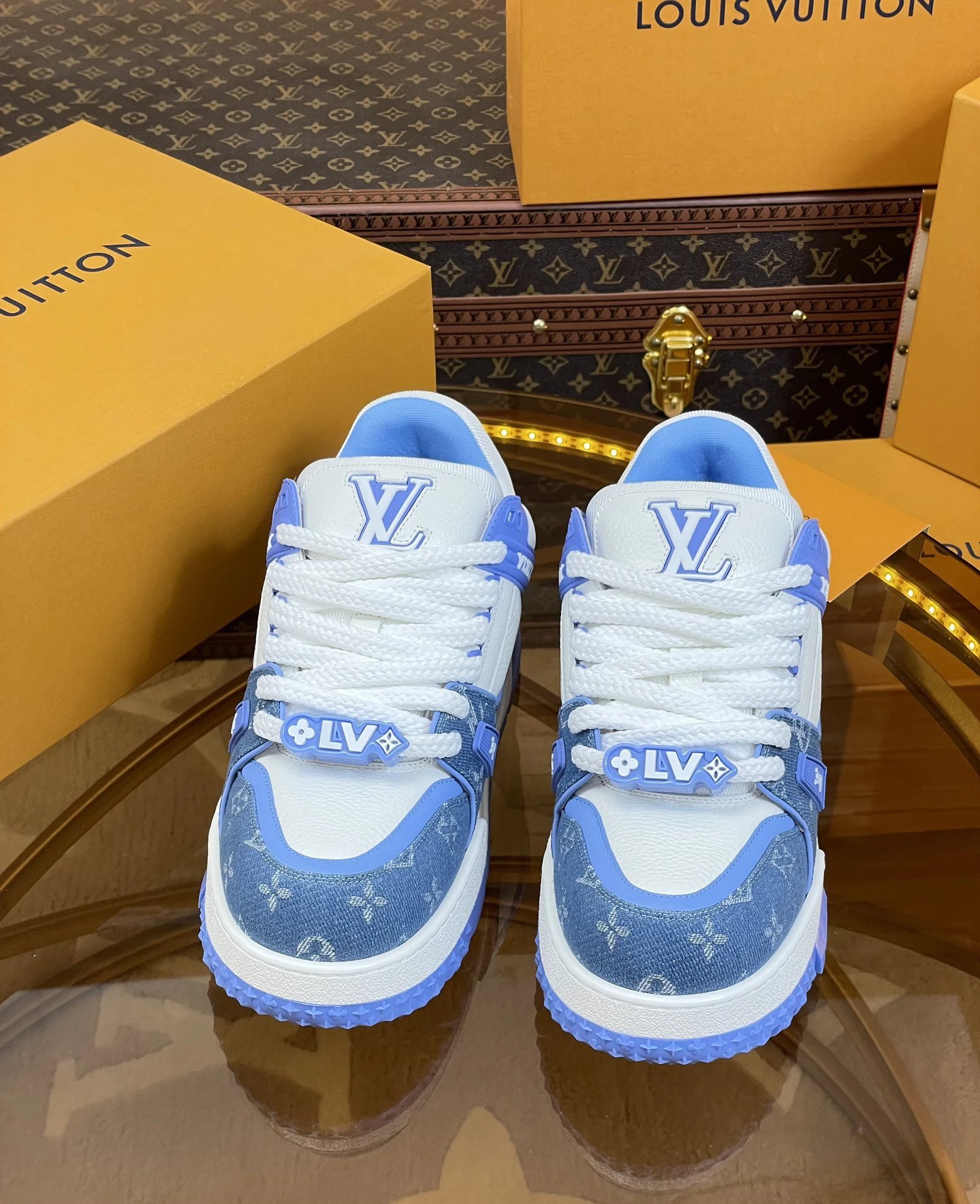 Blue White Louis Vuitton Low-top Blue Low-top Sneaker for Streetwear Looks