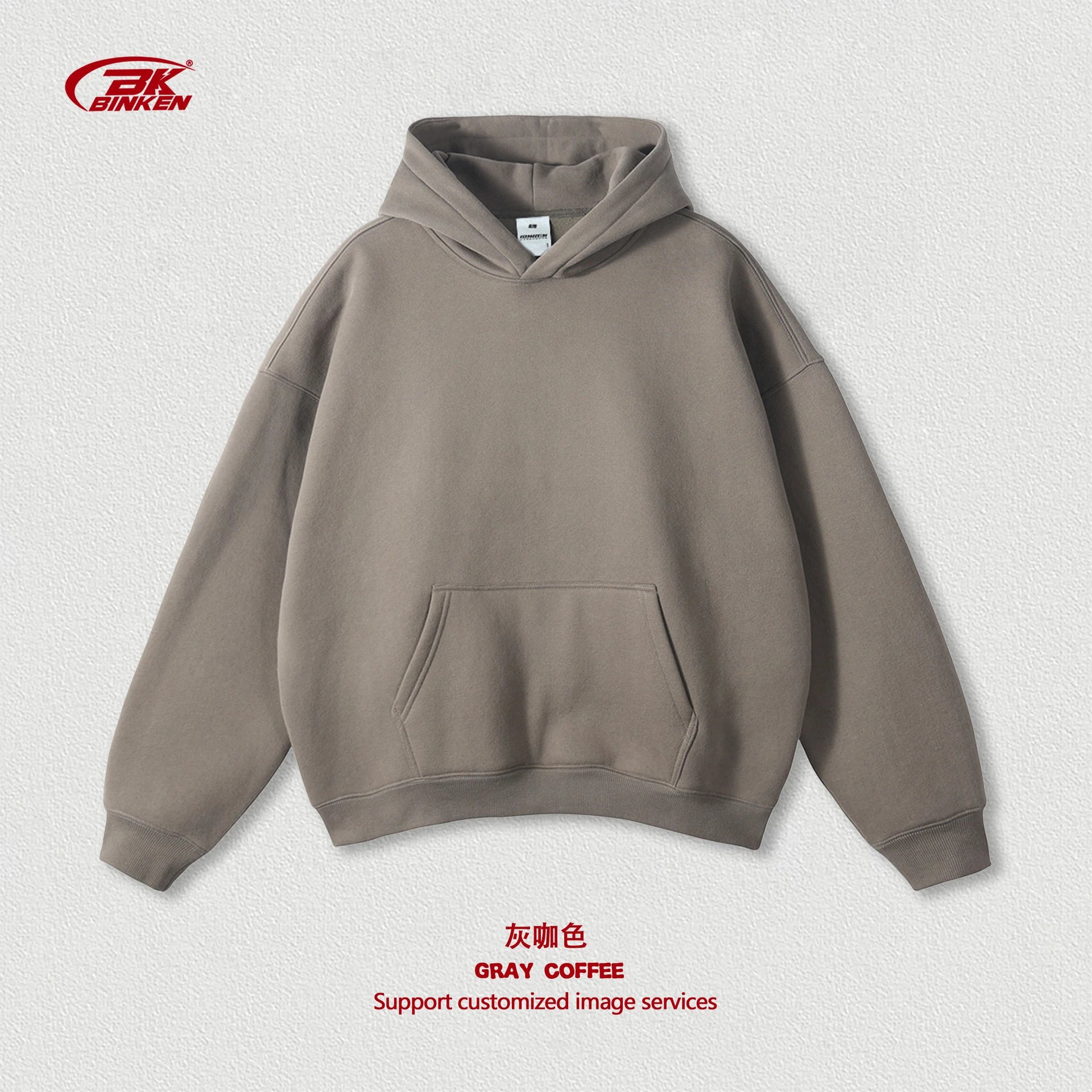 Monogram Pullover hoodie Navy Blank Kangaroo for Layered Styling