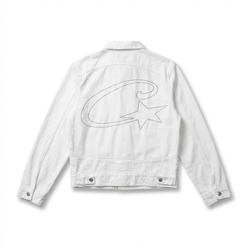 Corteiz white denim jacket
