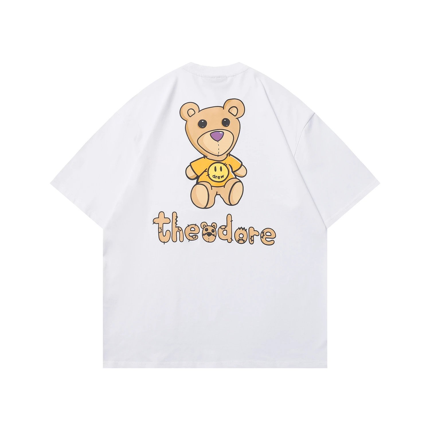 DREW Bear Print Street Style White T-shirt