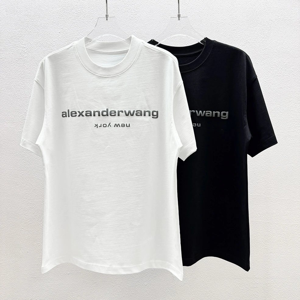 Alexander Wang Trendy Letter Style Black and White Short-Sleeve T-Shirt