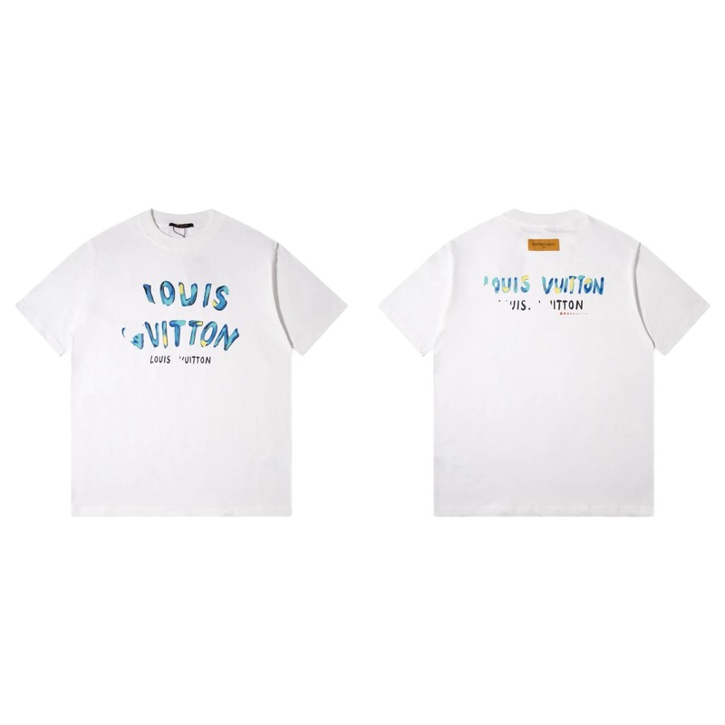 Louis Vuitton Hand-painted Graffiti Casual Style White T-shirt