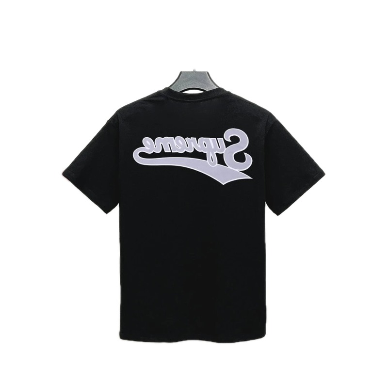 Supreme Inverted Logo Street Style Black Short-sleeve T-shirt