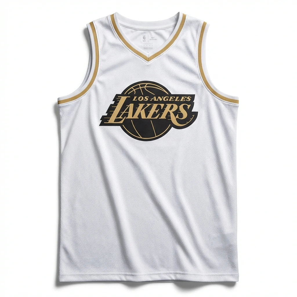 LBJ Lakers white basketball uniform