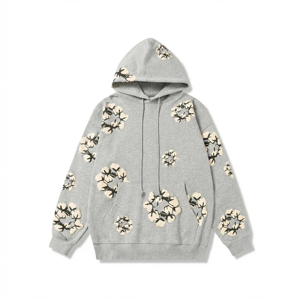 DENIM TEARS Floral Wind Grey Hoodie