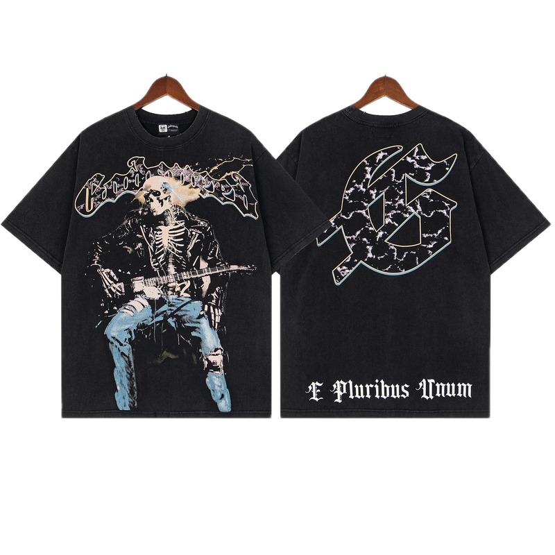 Godspeed Skull Rock Vintage Distressed Black T-Shirt