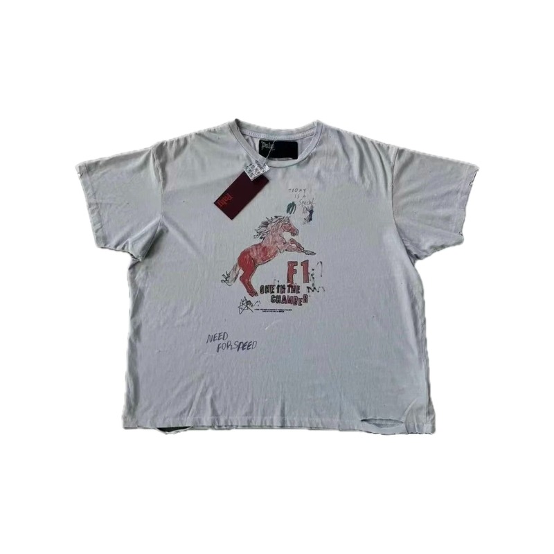 Paly Hollywood F1 Red Horse Vintage Light Grey T-Shirt
