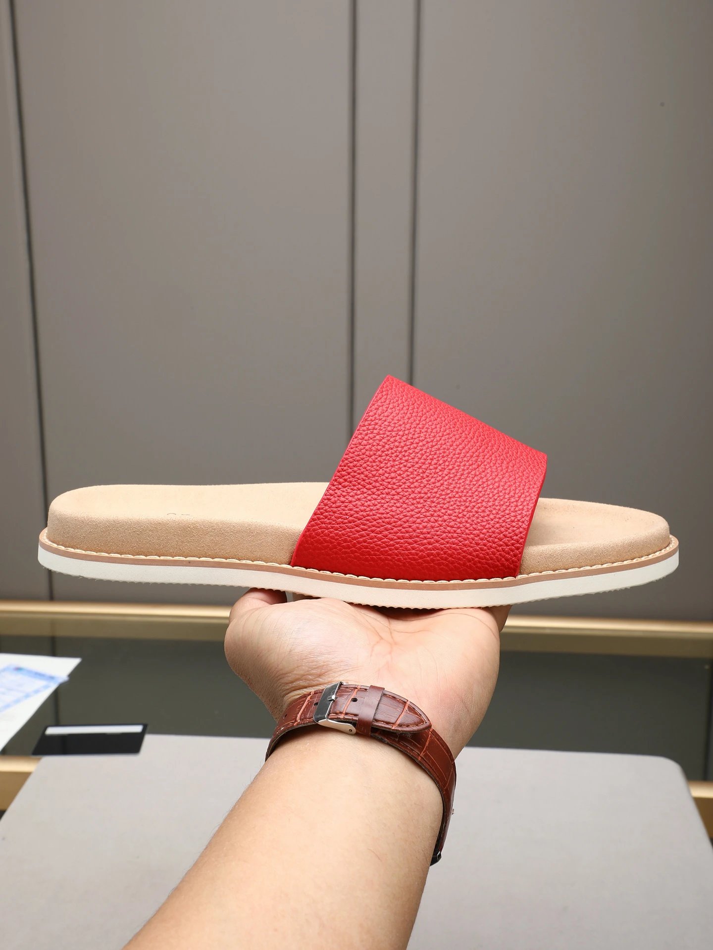 Brunello Cucinelli Casual-style Red Slide Sandals
