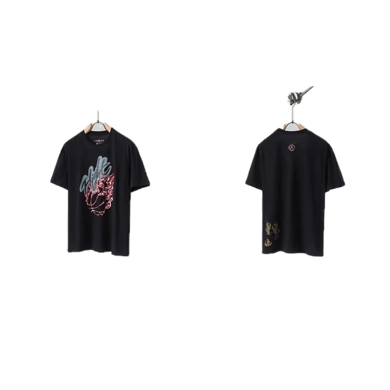 Travis Scott x Air Jordan Graffiti-style Black Short-sleeve T-shirt