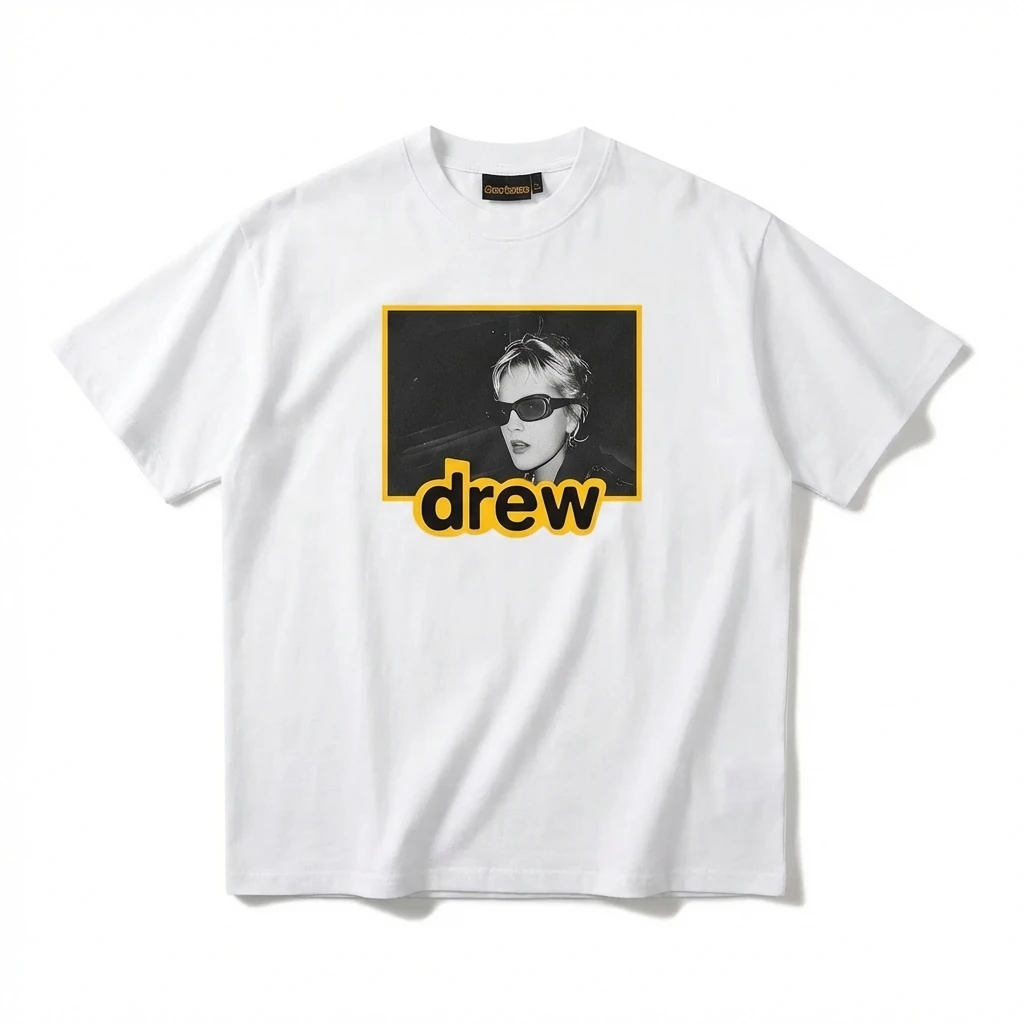 DREW Portrait Print White T-shirt