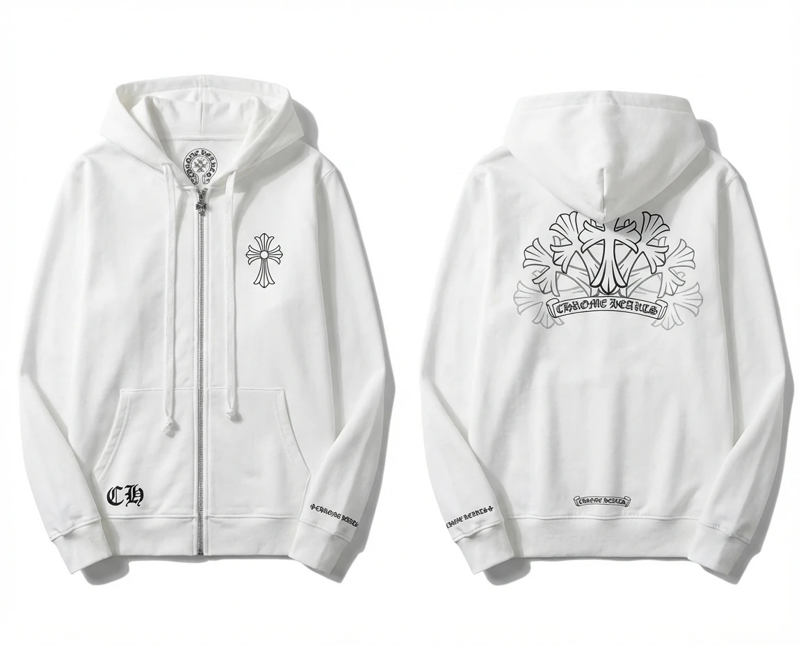 Chrome Hearts Cross Trendy and Cool Style White Sweatshirt