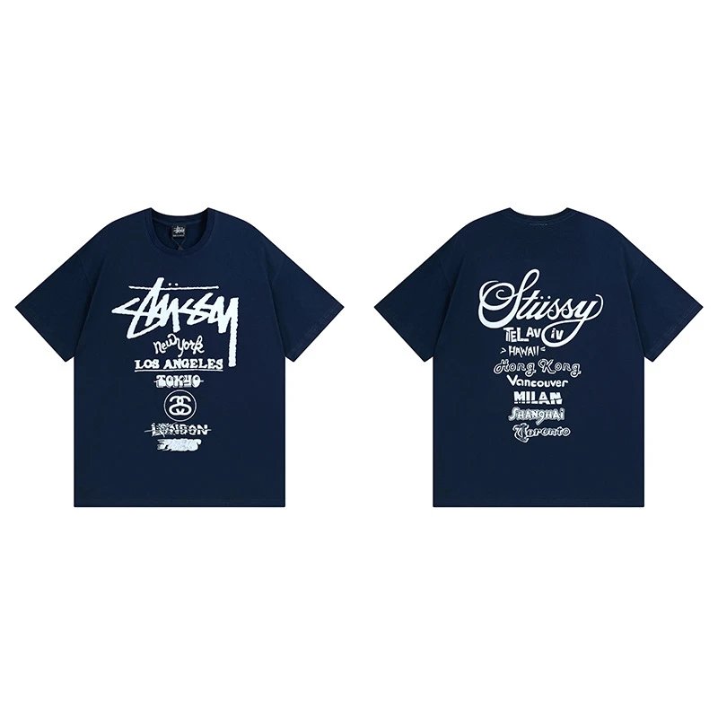 Stussy Simple Logo Finish Spider Graphic T-Shirt Minimal Look