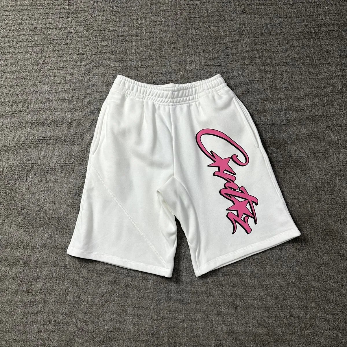 Corteiz trendy and cool style white shorts