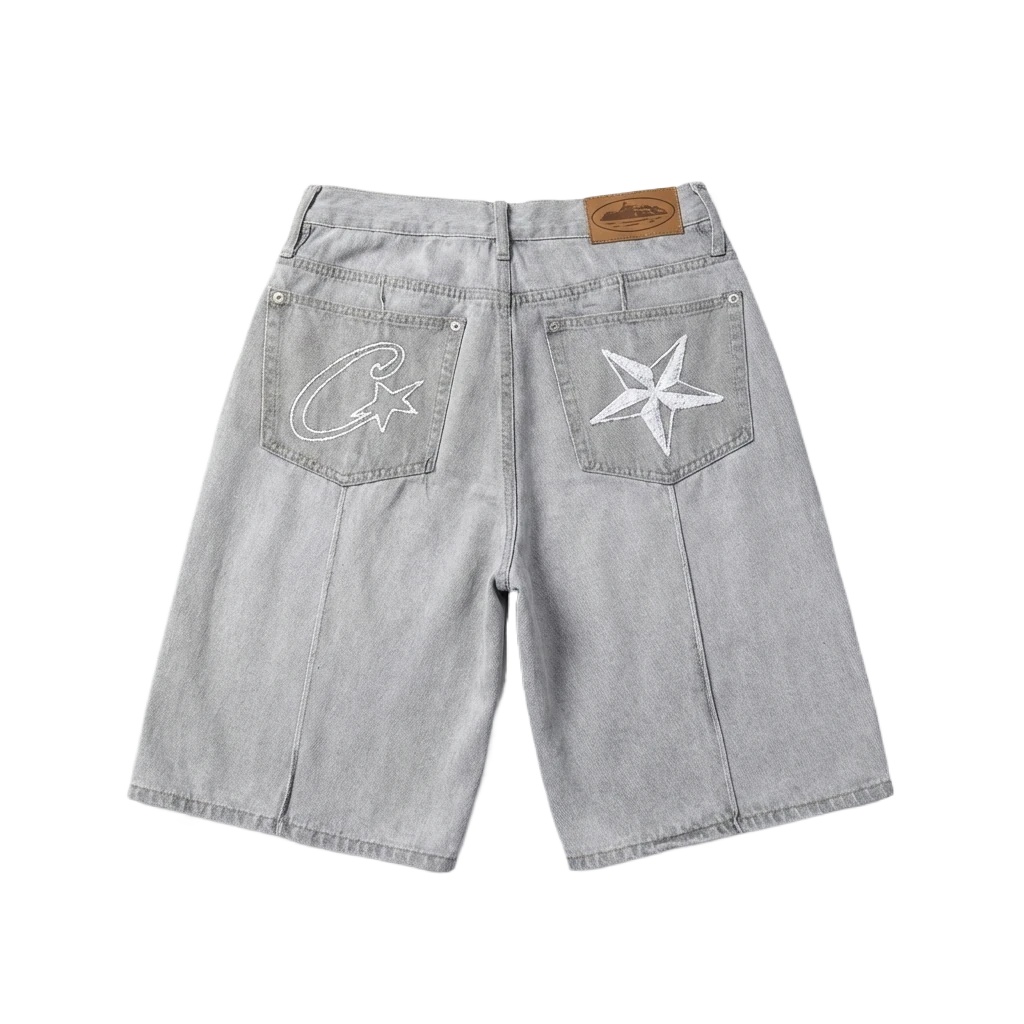 Corteiz retro-style denim shorts