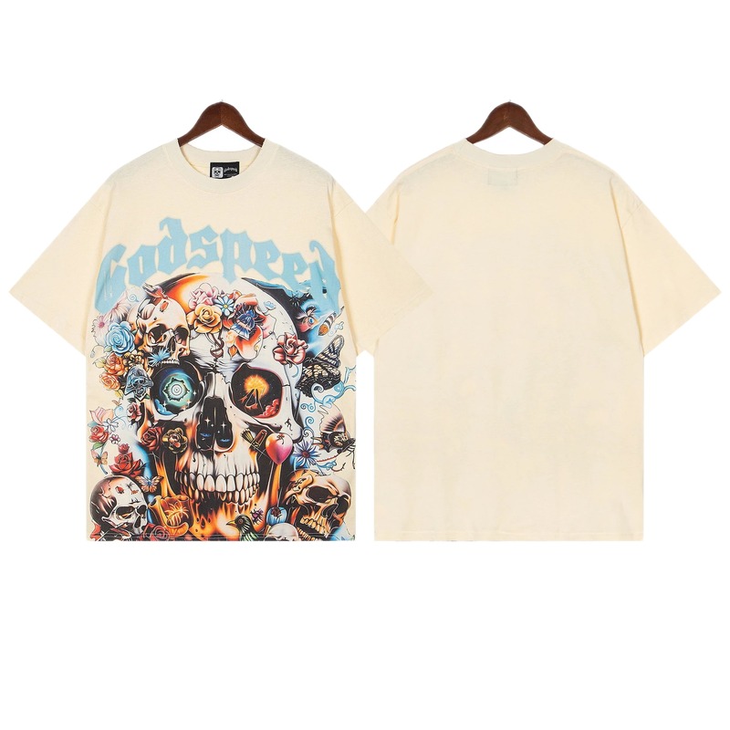 Godspeed Skull Print Street Style Off-white T-shirt