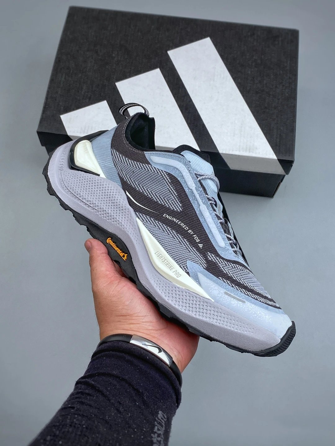 Adidas Trail Sneakers, Three-Stripe Panels in Gray and Black