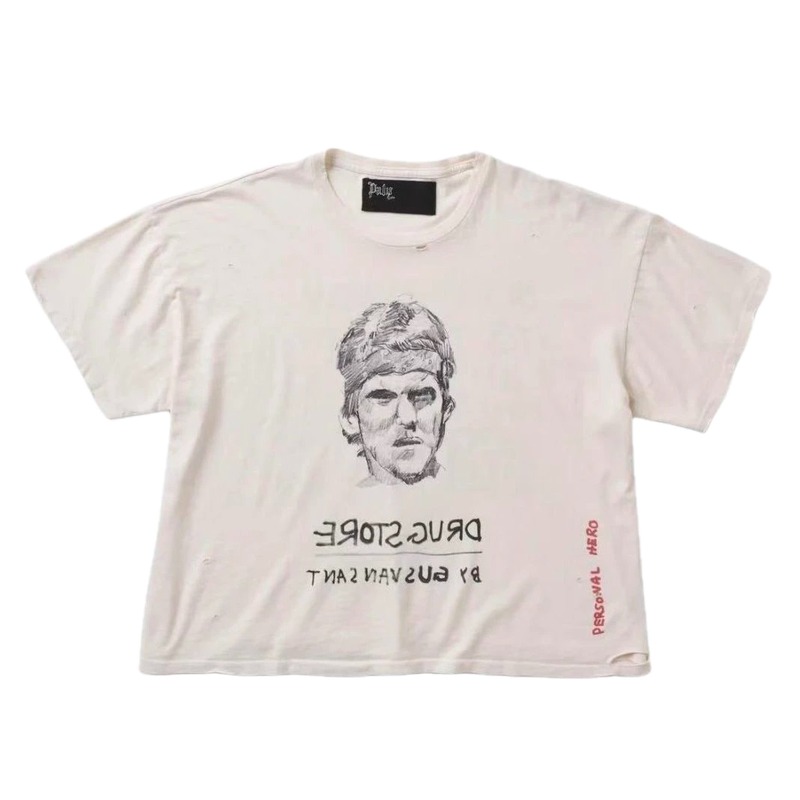 Paly Hollywood Retro Off-white Portrait Short Sleeve T-Shirt