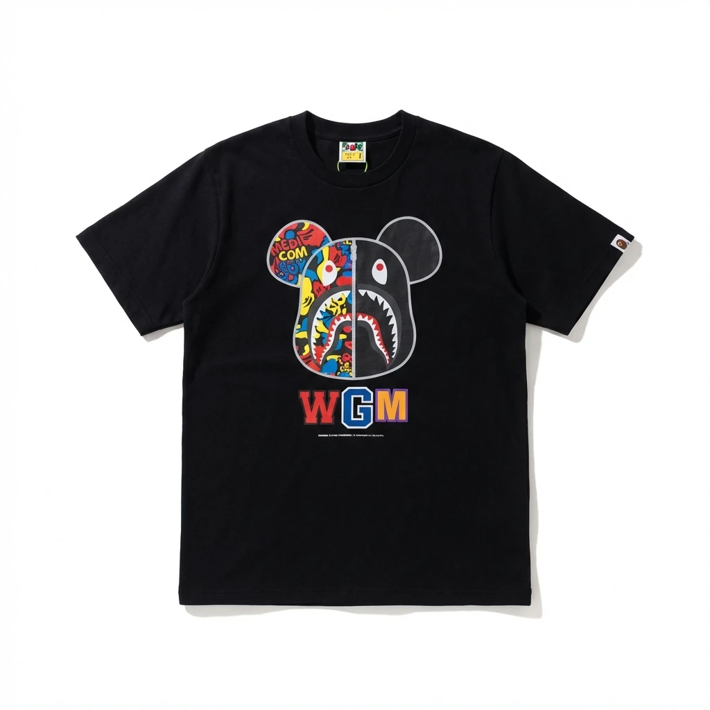 Bape Mickey Shark trendy brand black T-shirt