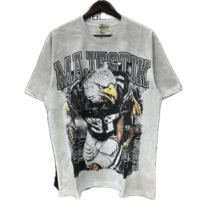 MAJESTIK Rugby Street Style Distressed White T-Shirt