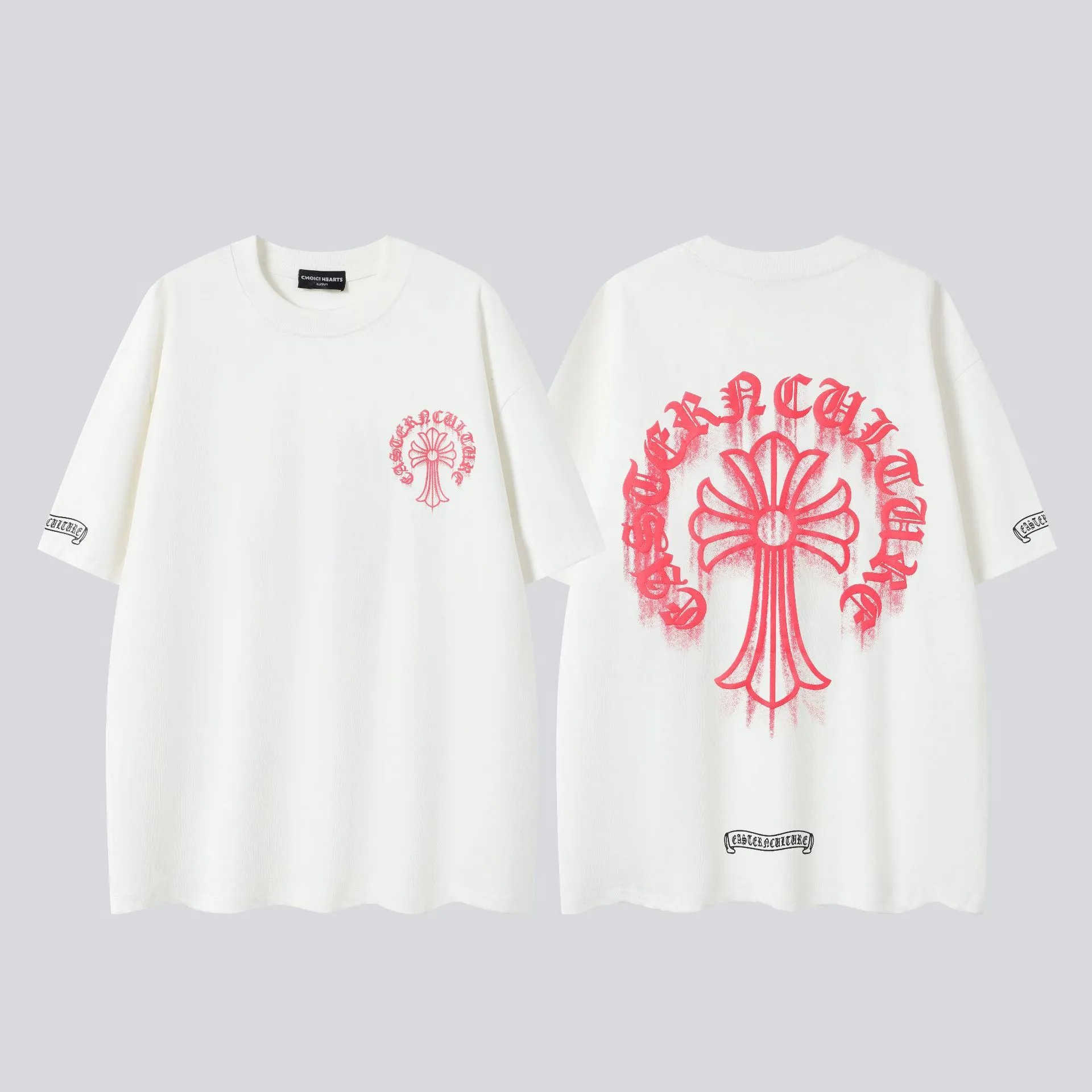 Chrome Hearts Cross Print Street Style Off-white T-Shirt