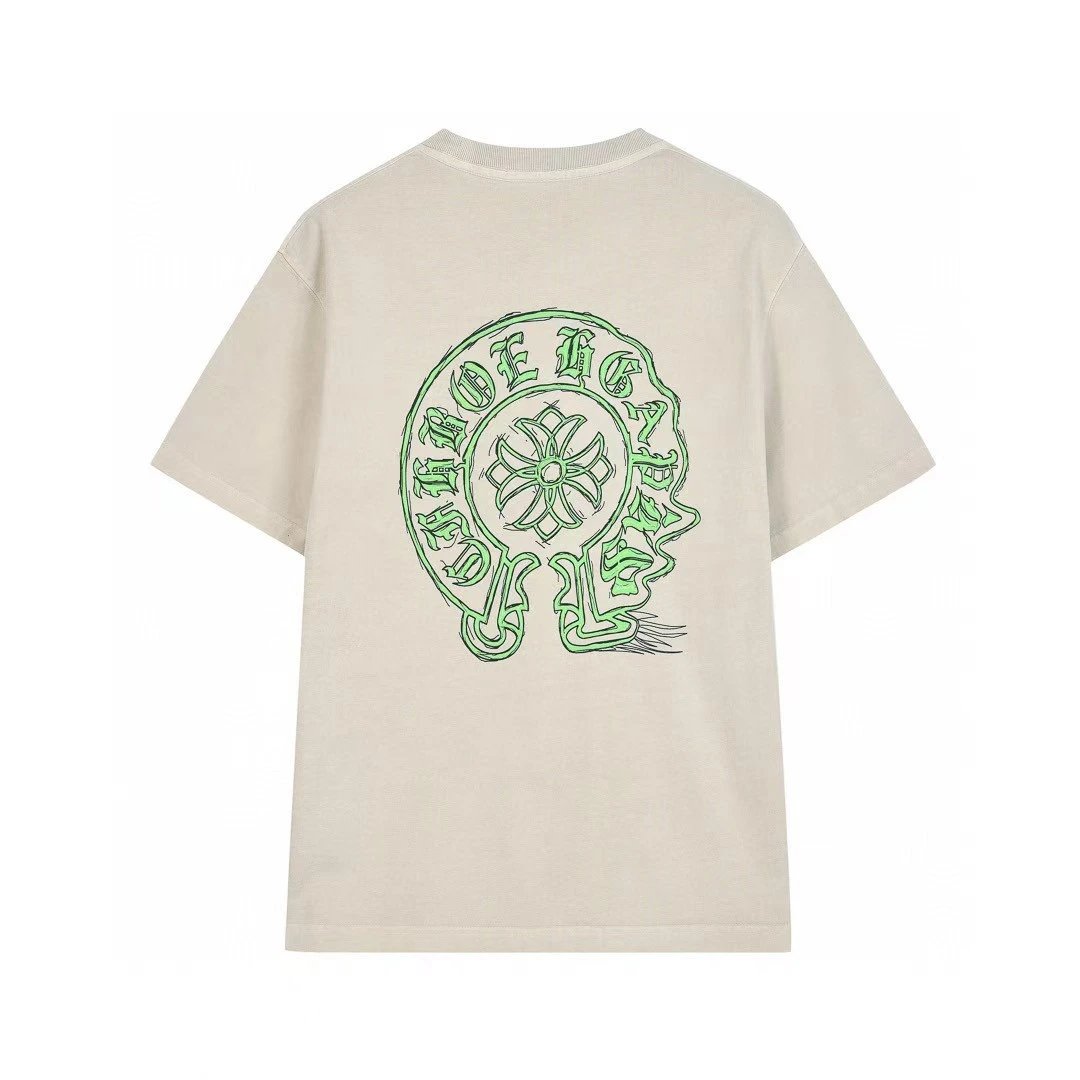 Chrome Hearts Horseshoe Cross Print Street Style Off-white T-shirt