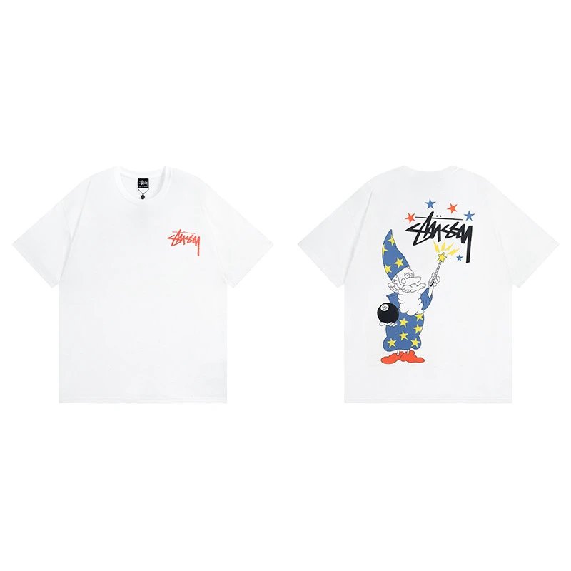 Stussy White Spider Graphic T-Shirt Active Casual Logo