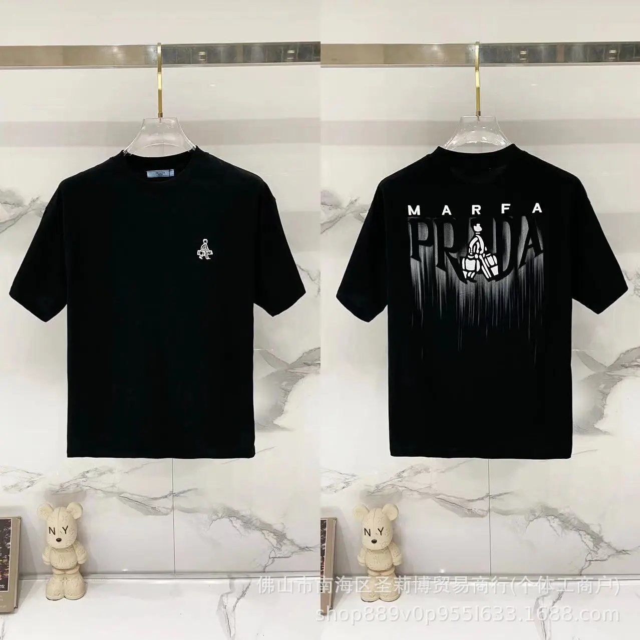 Prada Marfa Streetwear Style Black Short-sleeve T-shirt