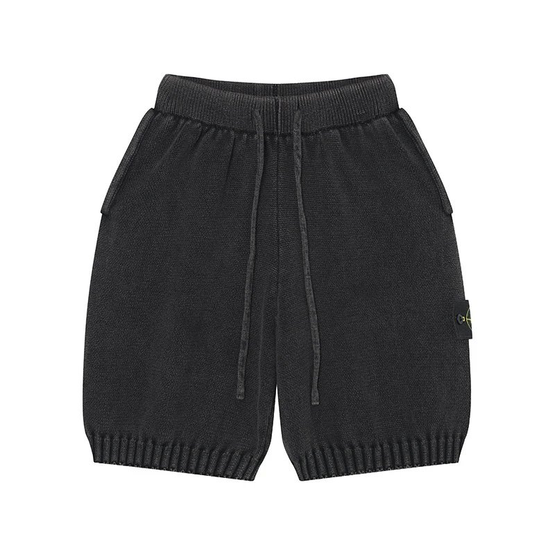 Stone Island Classic Street Style Carbon Black Knit Shorts
