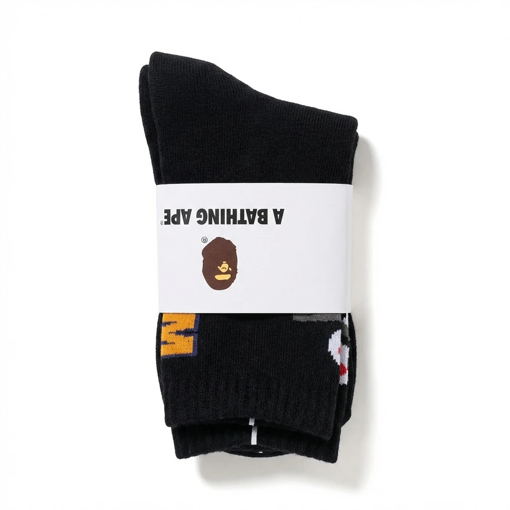 Bape Ape Head Trendy Brand Black Socks