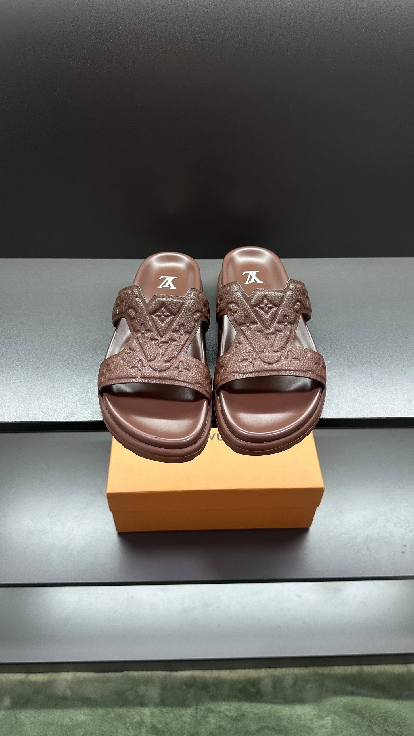 Louis Vuitton Monogram Light Luxury Style Brown Slippers
