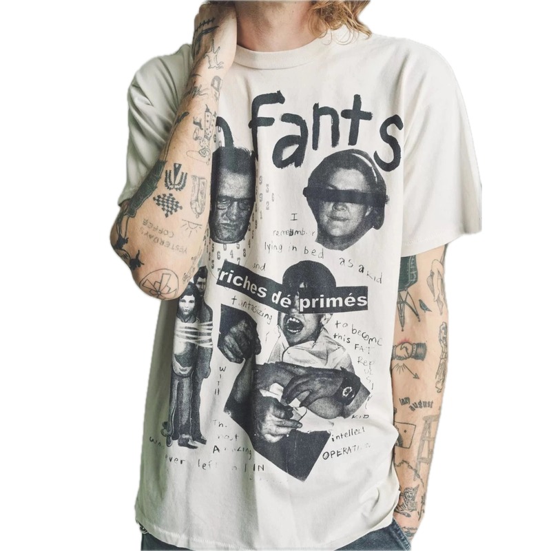 ERD GRJKD Portrait Print Vintage Off-white T-shirt