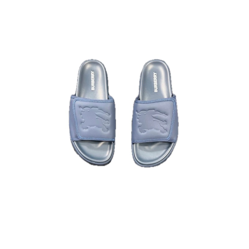 Burberry Embossed Knight Casual Style Navy Blue Slide Sandals