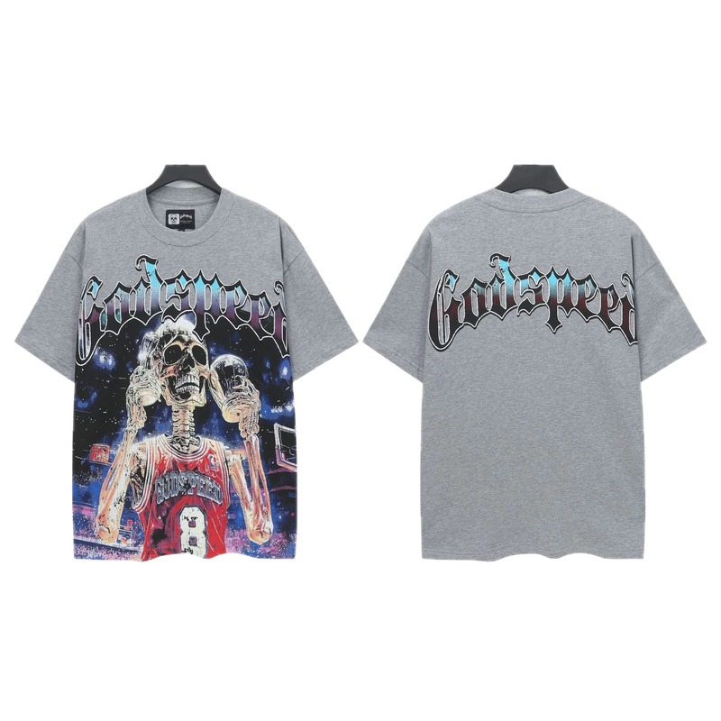 Godspeed Skull Street Basketball Style Grey T-Shirt