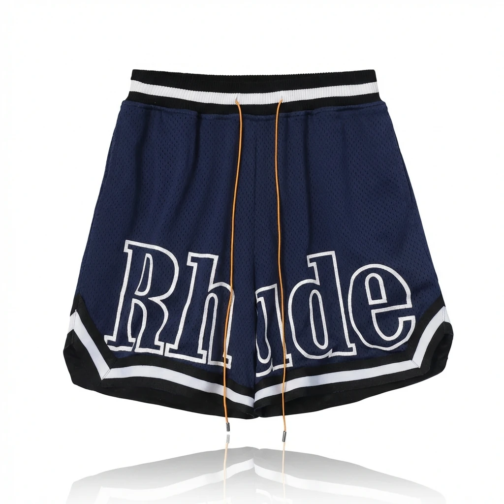 RHUDE sporty dark blue shorts