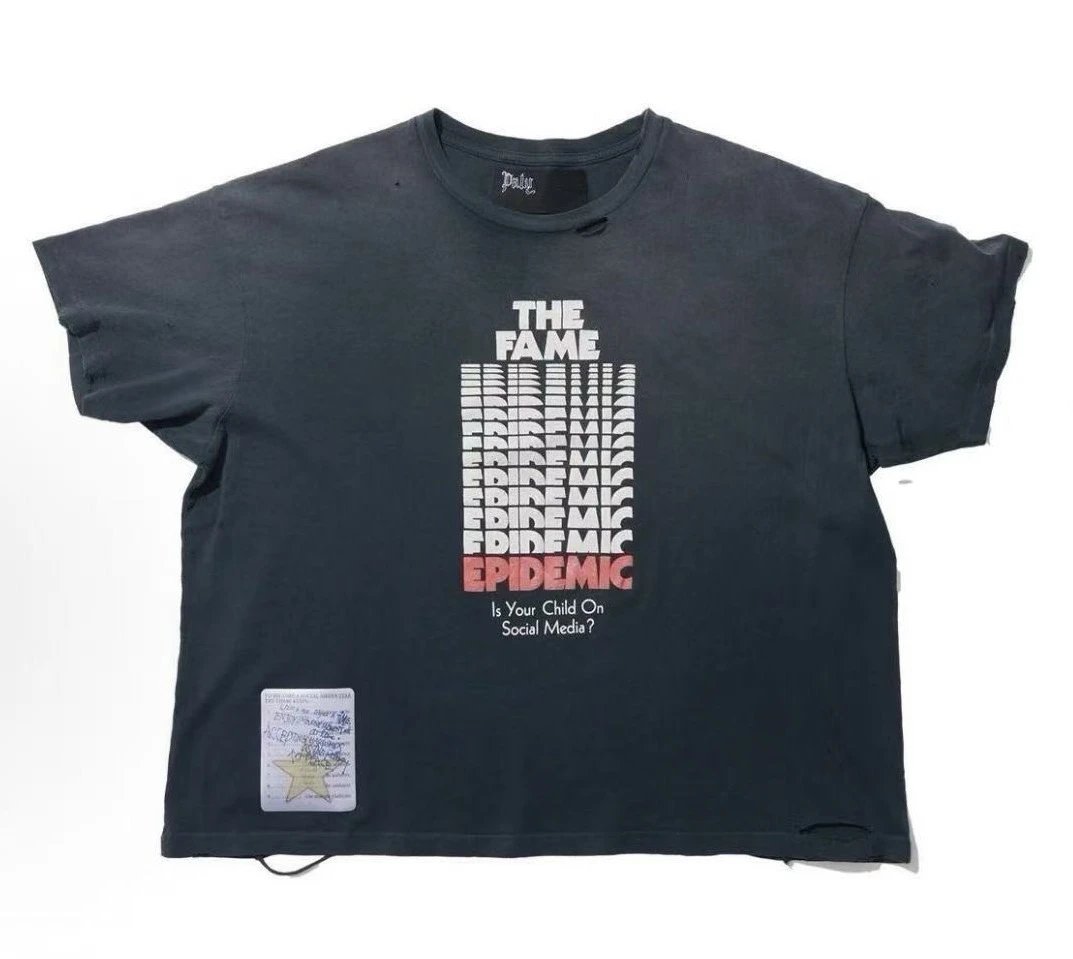 Paly Hollywood Vintage Printed Charcoal Black T-shirt