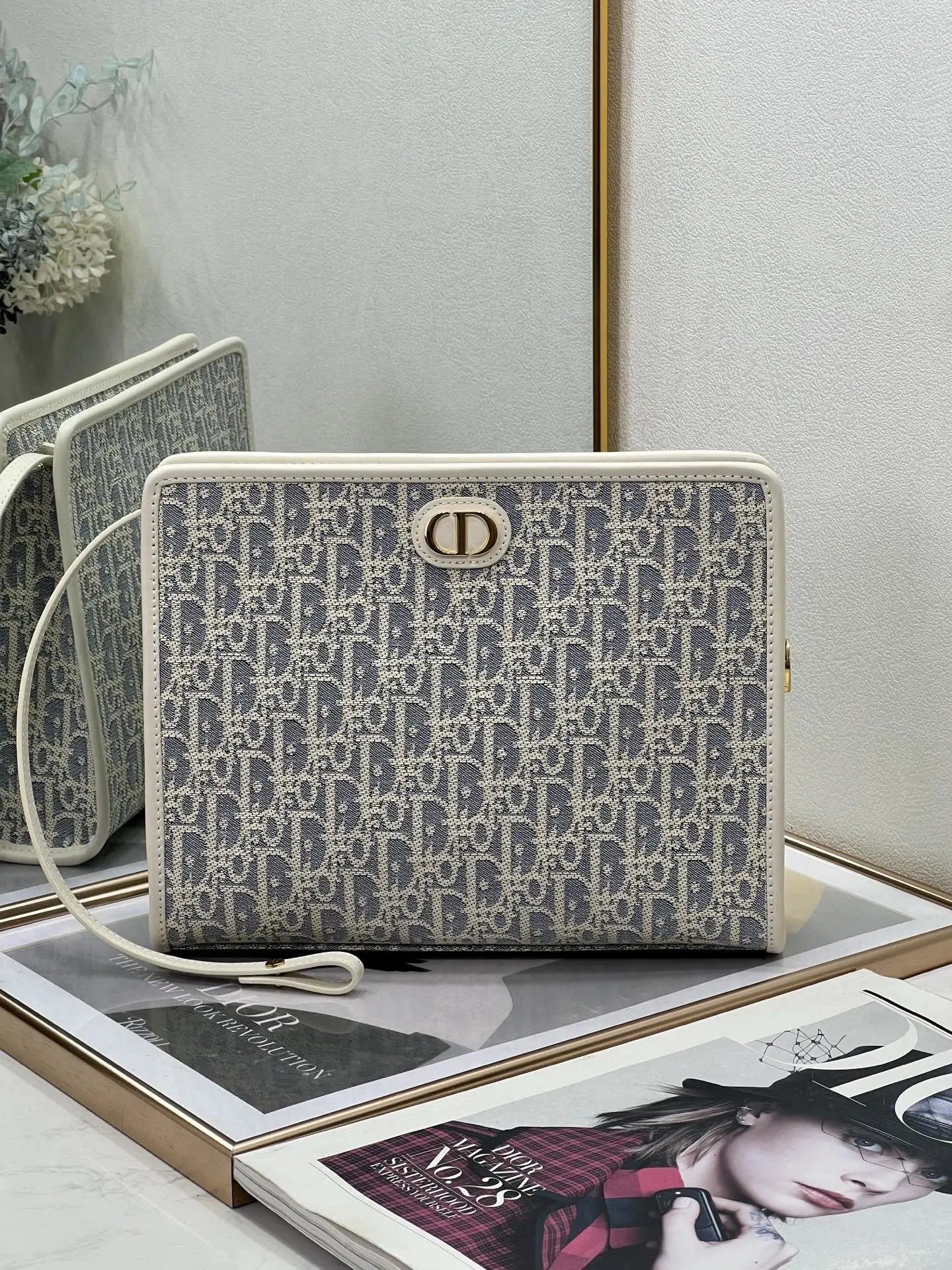 Dior Oblique clutch bag Gray Rectangular