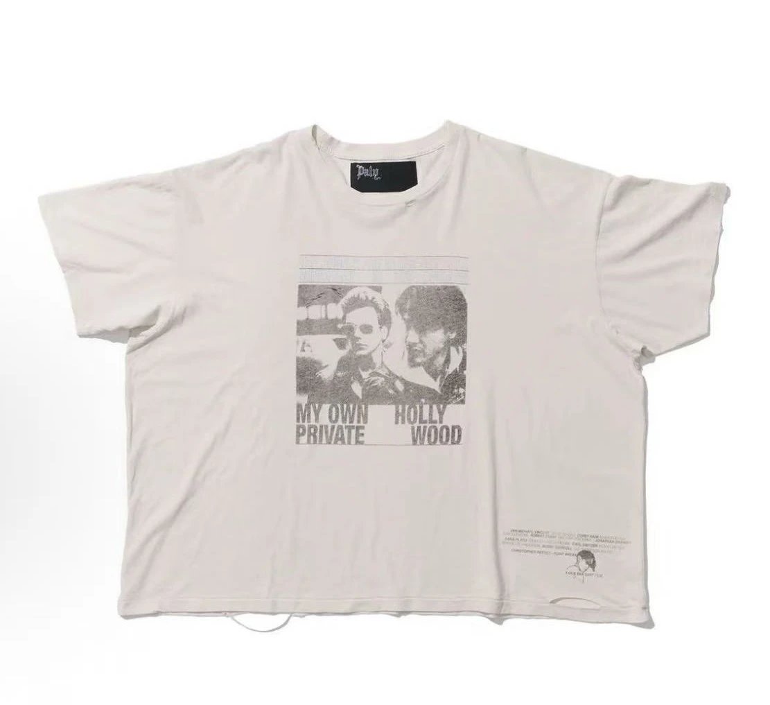 Paly Hollywood Portrait Print Vintage Off-white T-shirt