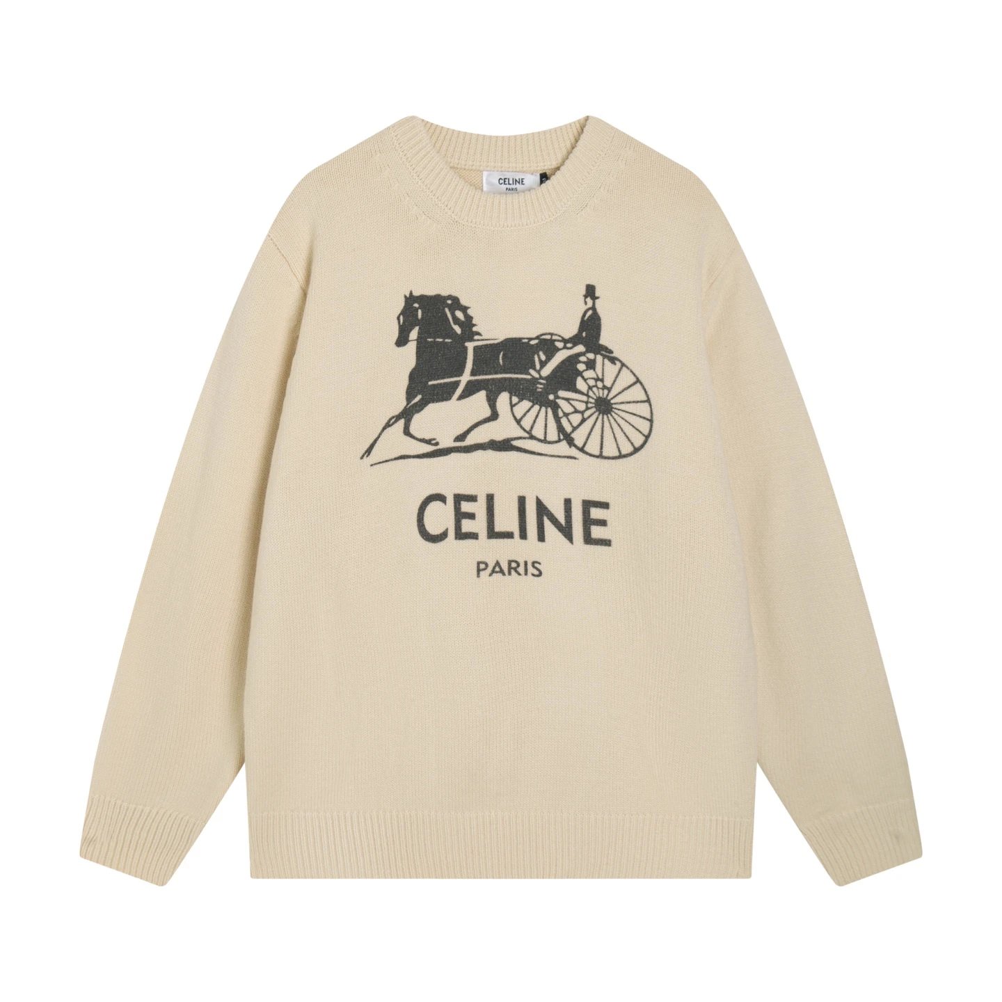 Logo Knit Sweater for School Runs in CELINE Style