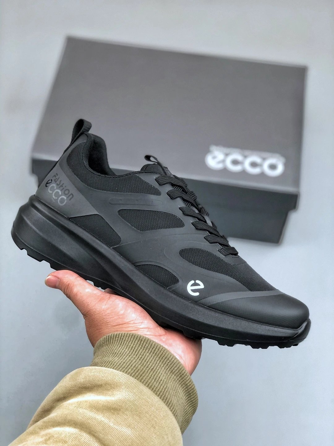 ECCO Charcoal Running Shoes Featuring Athletic Paneling