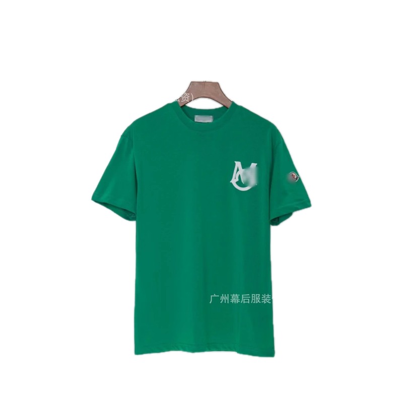 Moncler Letter Print Casual Style Green Short-sleeve T-shirt