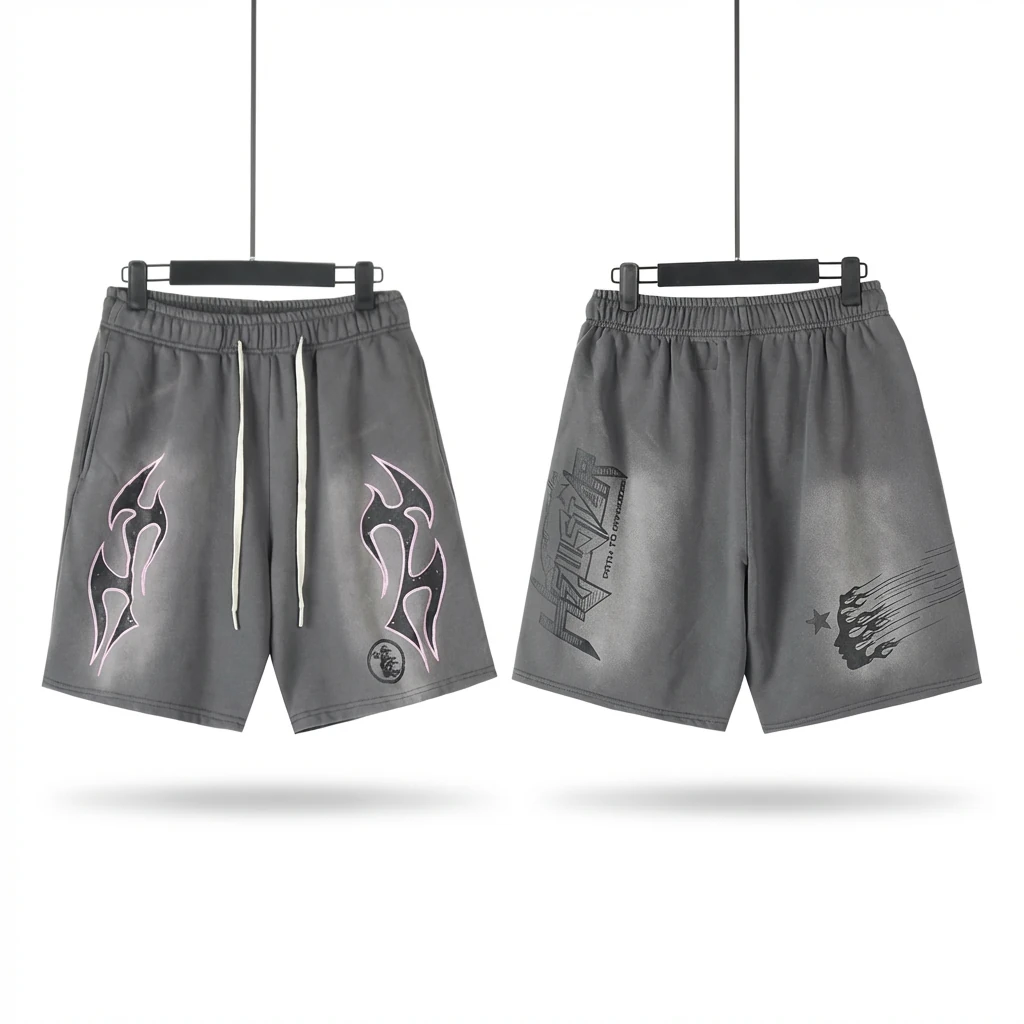 Hellstar dark-style grey shorts