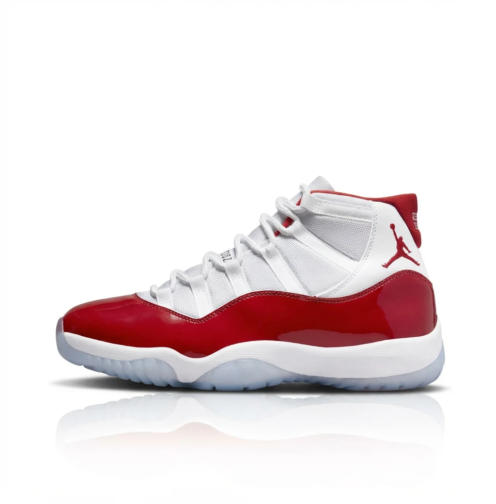 Jordan 11 High-Top Red and White Trendy Sneakers