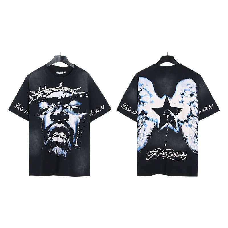 Hellstar Thorn Portrait Street Style Black Short-sleeve T-shirt